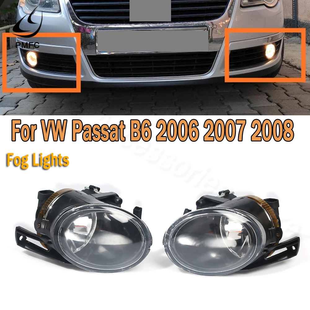 PMFC 1Pair Fog Car Lights Driving Lamp 12V 55W Front Bumper For VW Passat B6 2006 2007 2008 3C0941699 700A lamp Assembly