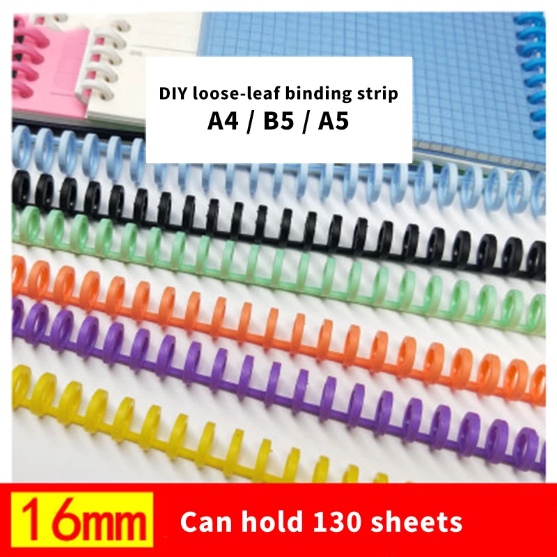 10pcs 16mm 30 Hole Binding Rings A4/A5/B5 Loose-leaf Binding Strip Plastic Loose-leaf Ring Binding Clip Office Loose-leaf Buckle