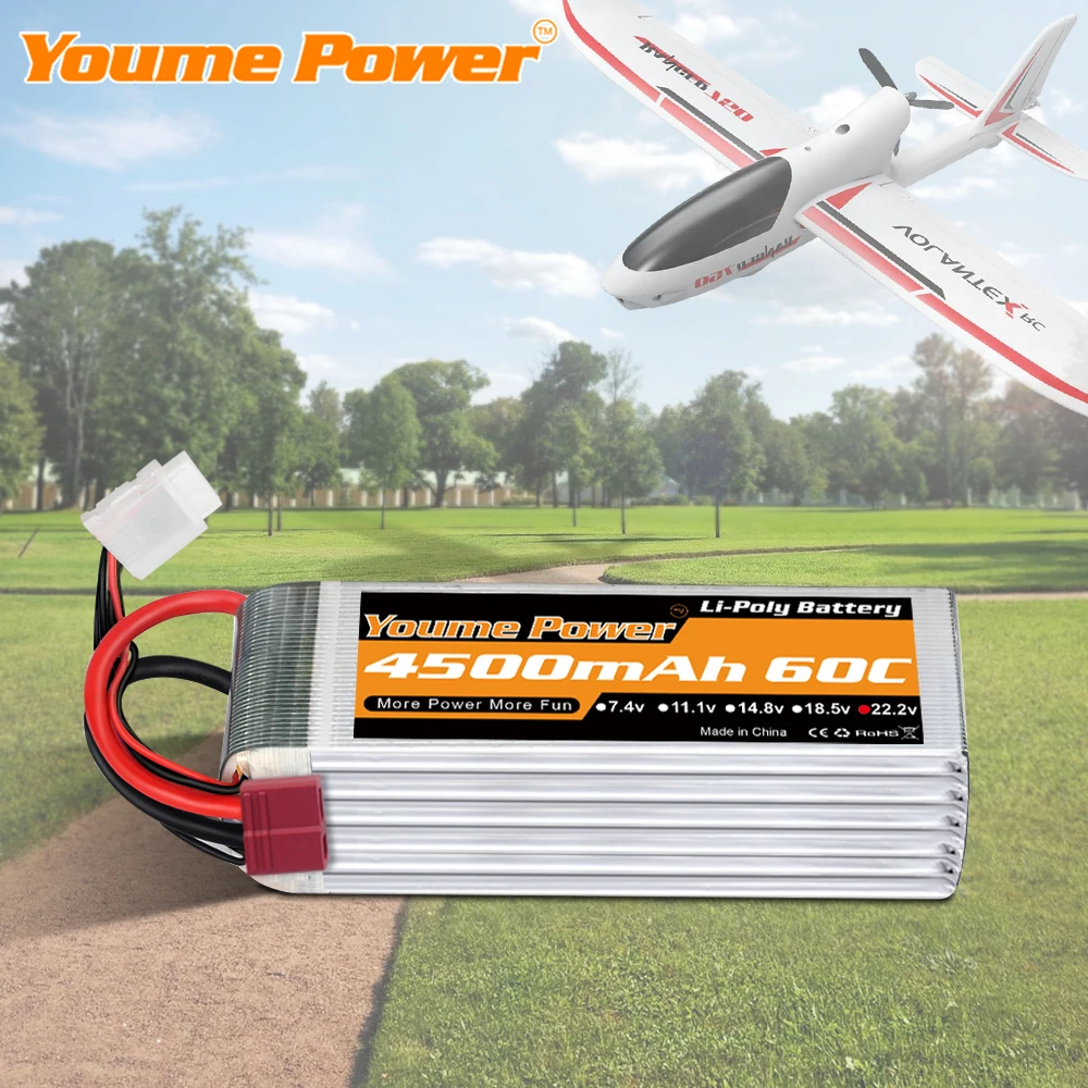 Youme 2PCS 22.2V 6S Lipo Battery 3300mah 4500mah 5200mah 6200mah 6500mah T Deans XT60 XT90 EC5 EC3 RC Parts