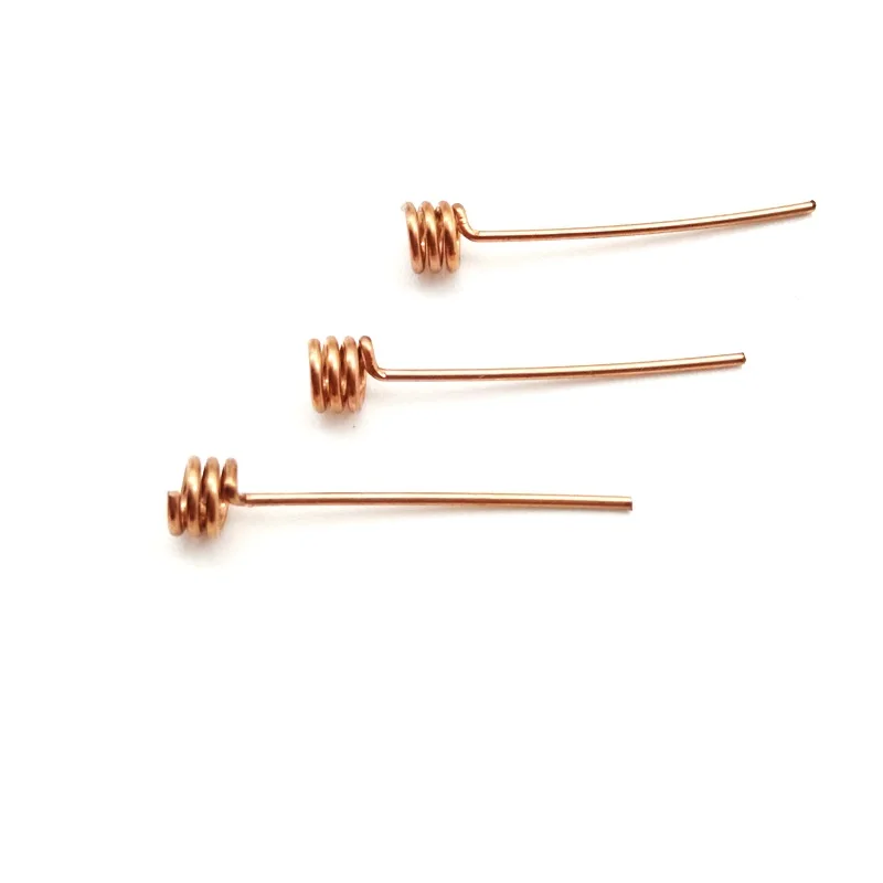 Straight and Bended Copper Intermal Aerial para Bluetooth Wireless, Spring Antenna, 1.5dbi, 2.4Ghz, Atacado, 5Pcs