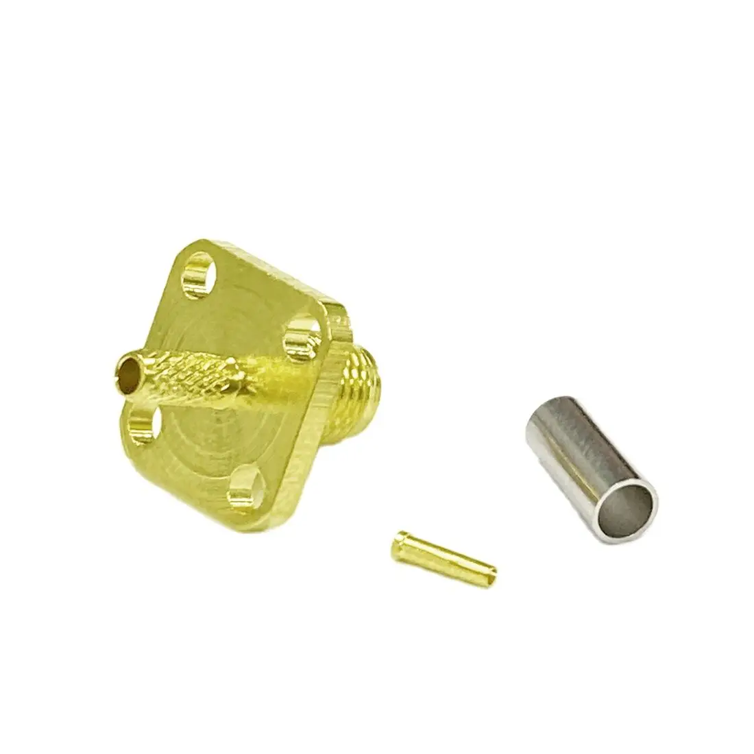 1pc RP-SMA  Female Jack RF Coax Modem Connector Crimp RG316 RG174 LMR100 4-hole Panel Mount Goldplated  New