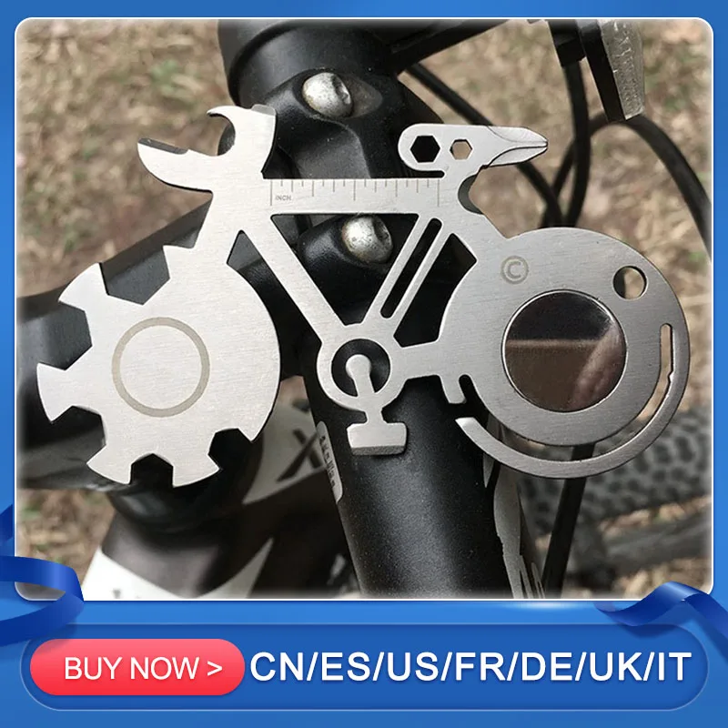 Multi Purpose Bicycle Repair Tool Card Stainless Steel Band A Keyhole Tool Card Mountain Bike Tool Funny Bicycle Shape Wrench