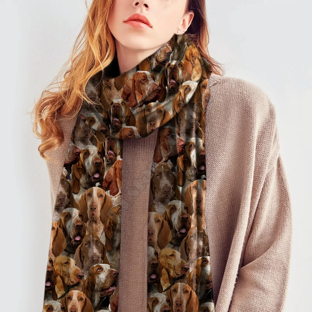 You Will Have A Bunch Of BraccoItalianos 3D Print Imitation Cashmere Scarf Autumn And Winter Thickening Warm Shawl Scarf