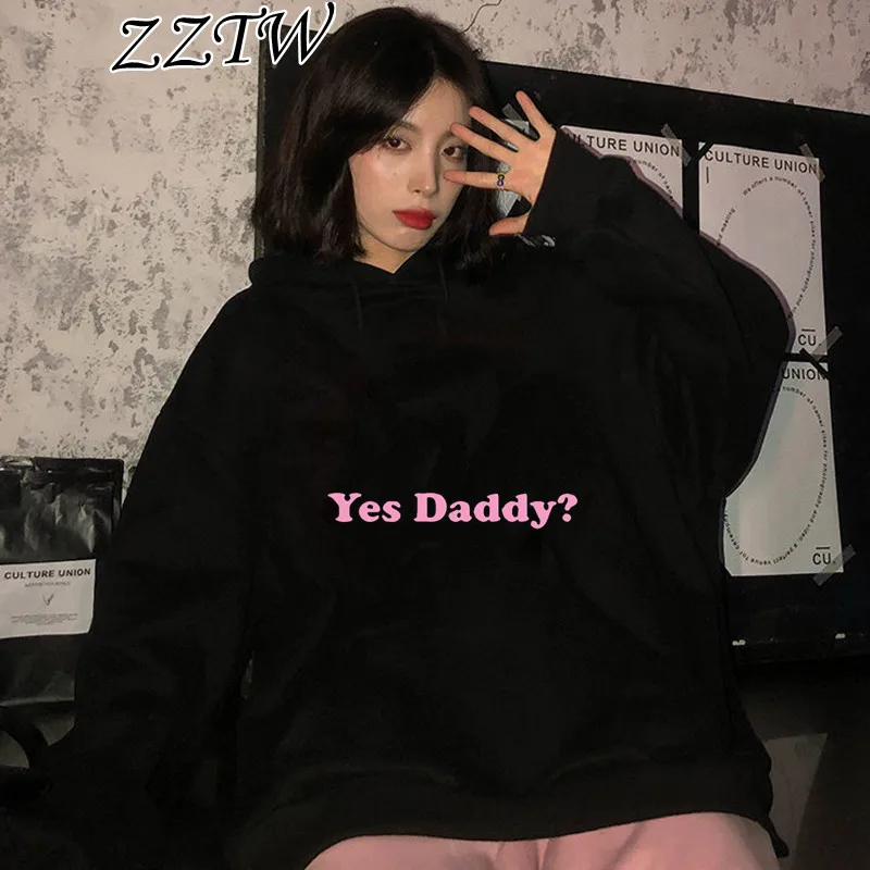 Yes Daddy Women Hoodie Satan Is My Sugar Daddy Hooded Pullovers Casual 90s Fashion Top Oversized Sweatshirts Aesthetic clothes