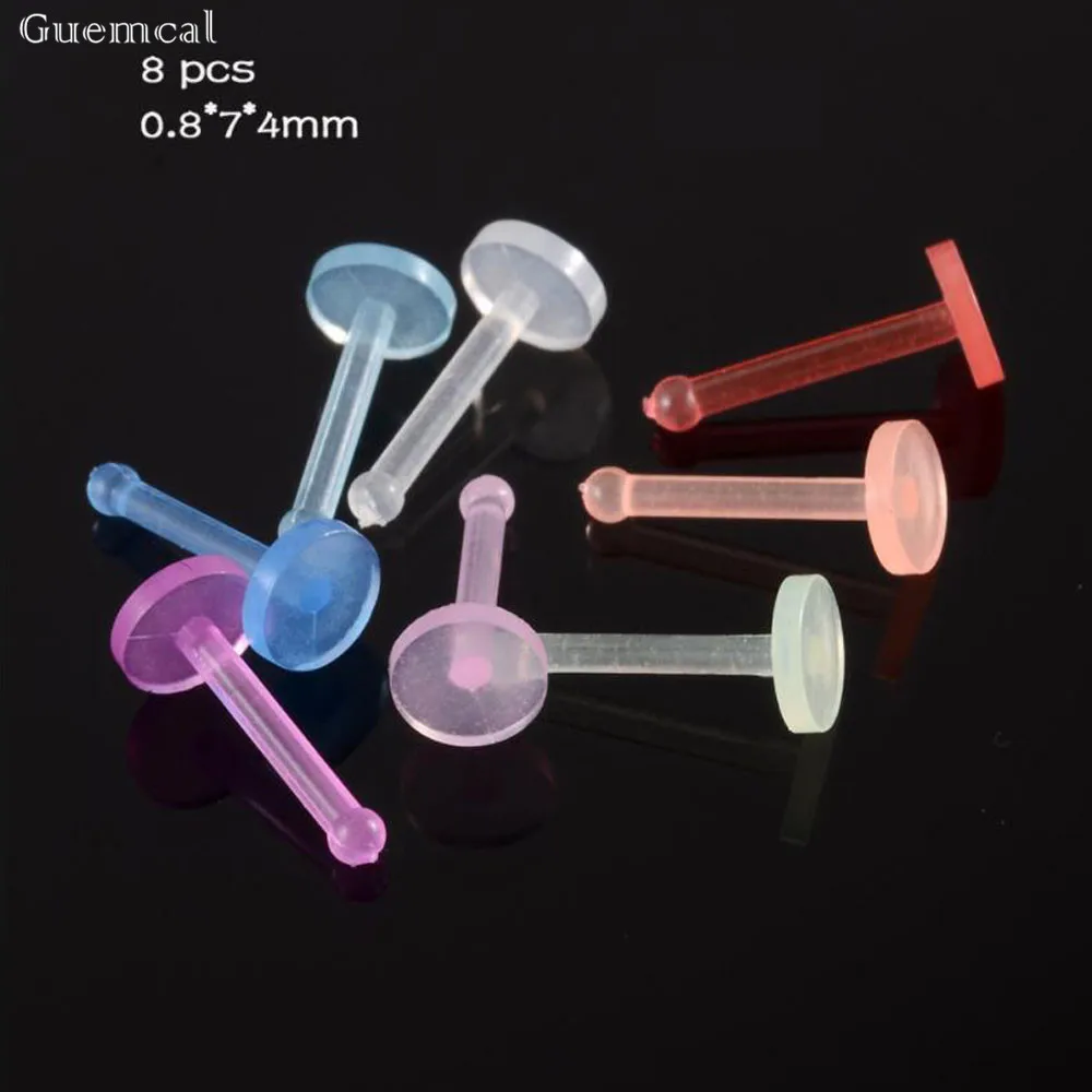 Guemcal Piercing Nose Nail Acrylic Soft Nose Transparent Flesh-colored Invisible Nose Nail Straight Nose Piercing Set