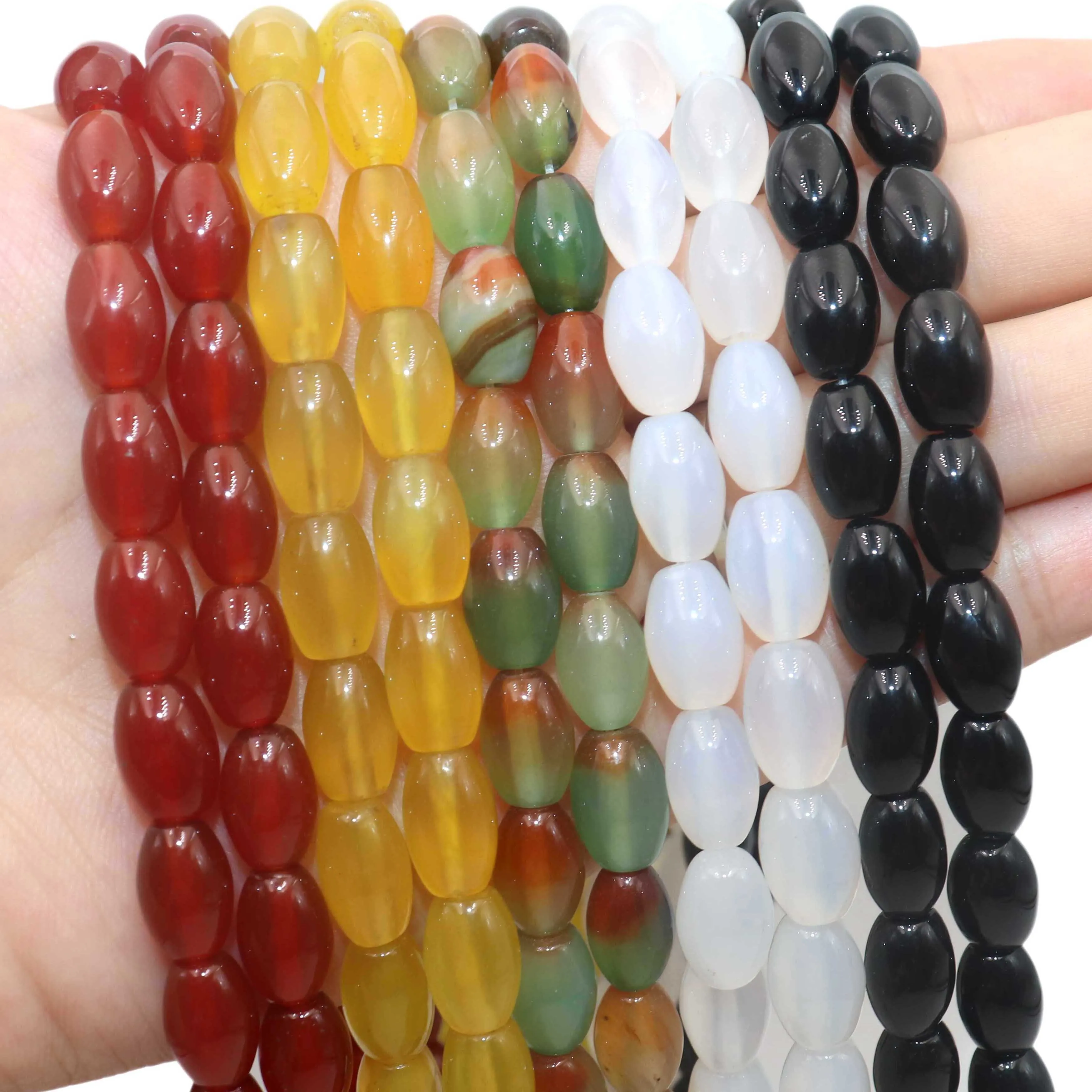 8*12mm Natural Rice Shape Colorful Agates Loose Spacer Beads For Jewelry Making Charm DIY Bracelet Necklace Accessories