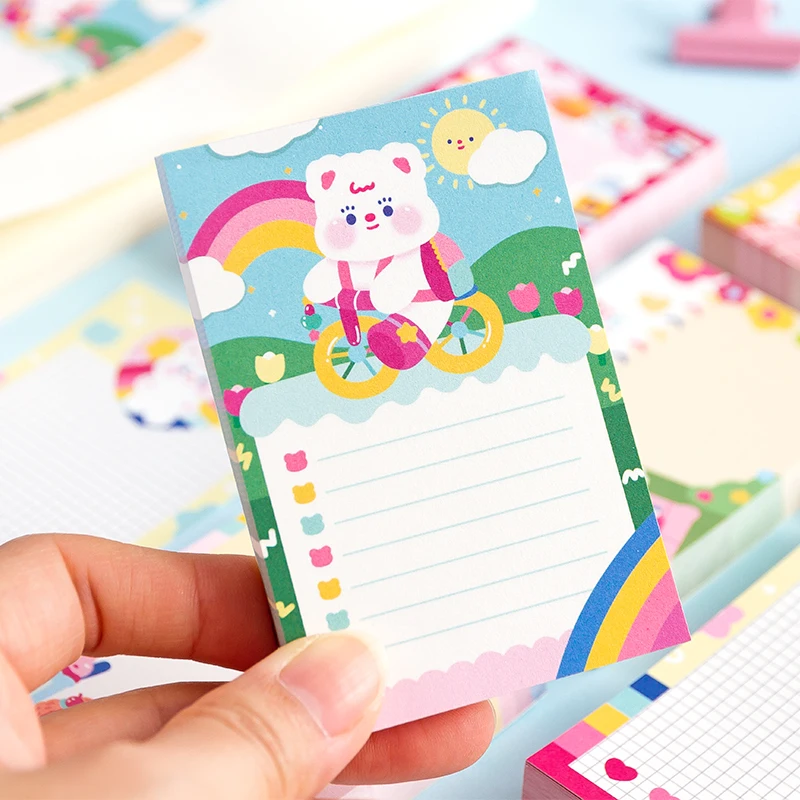 100 Sheets Cute Sweety Bear Memo Pad Kawaii Stationery N Times Sticky Notes Portable Notepad School Office Supply Papeleria