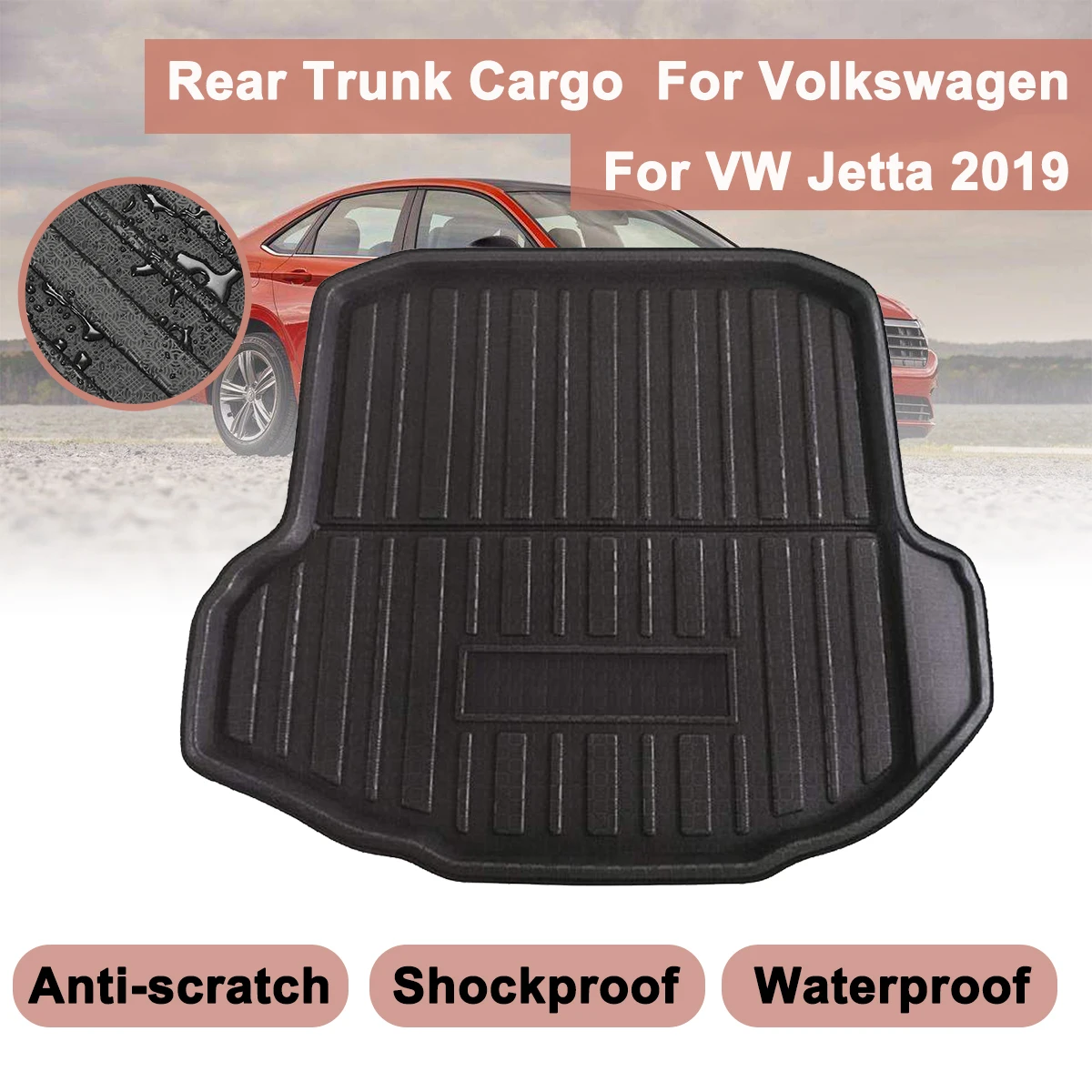 For VW Jetta 2019 Car Cargo Liner Boot For VolkswagenTray Rear Trunk Cover Floor Carpet Kick Pad Mat Matt Mat