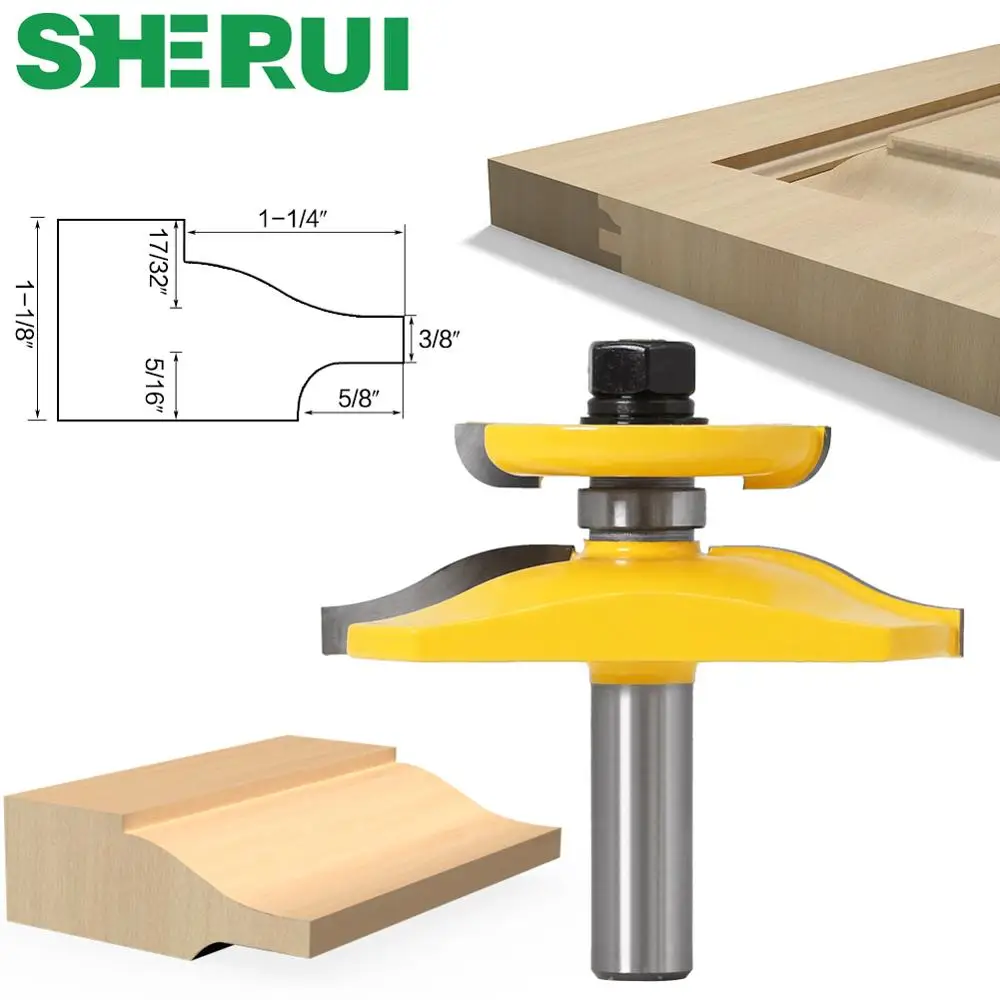 12mm 1/2in shank Round Over Rail & Stile with Cove Panel Raiser 1Bit Router Bit Set Tenon Cutter for Woodworking Tools