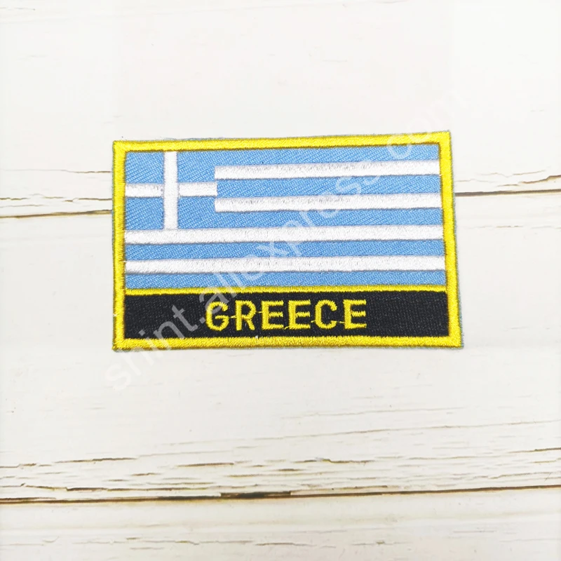 Greece National Flag Embroidery Patches Badge Shield And Square Shape Pin One Set On The Cloth Armband Backpack Decoration