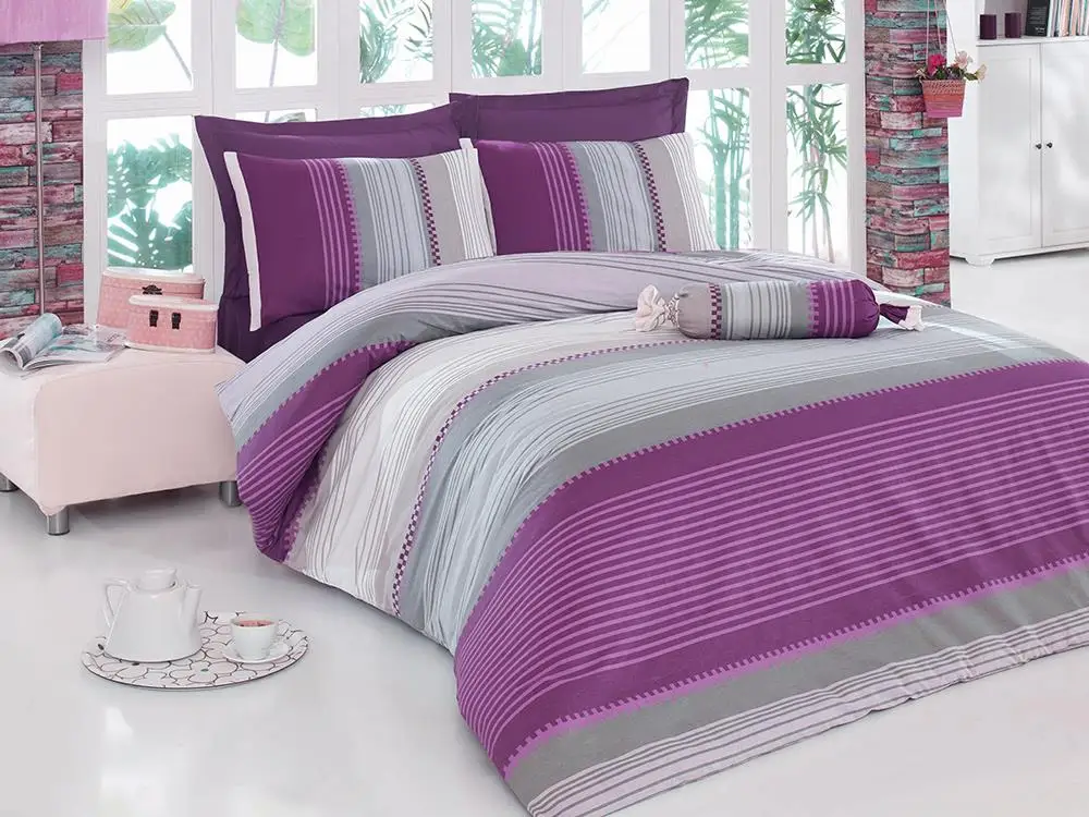 Valentine 100 Cotton Double Personality Duvet cover set Purple