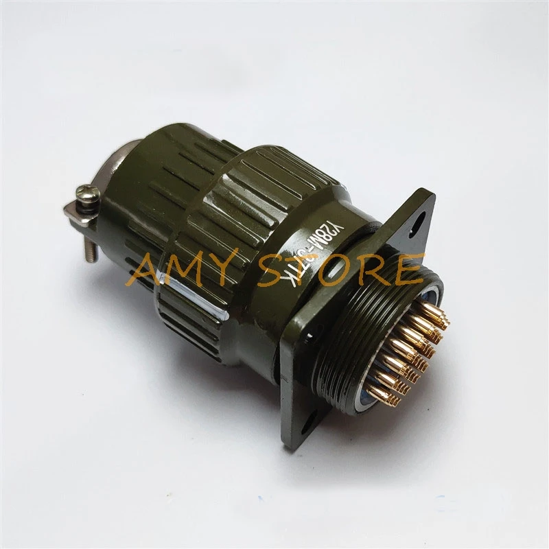 Y2M-19TK Y28M-4/7/8/10/12/14/19/24/32/37 Pins Cylindrical Circular Connector Army Green Aviation Plug Socket