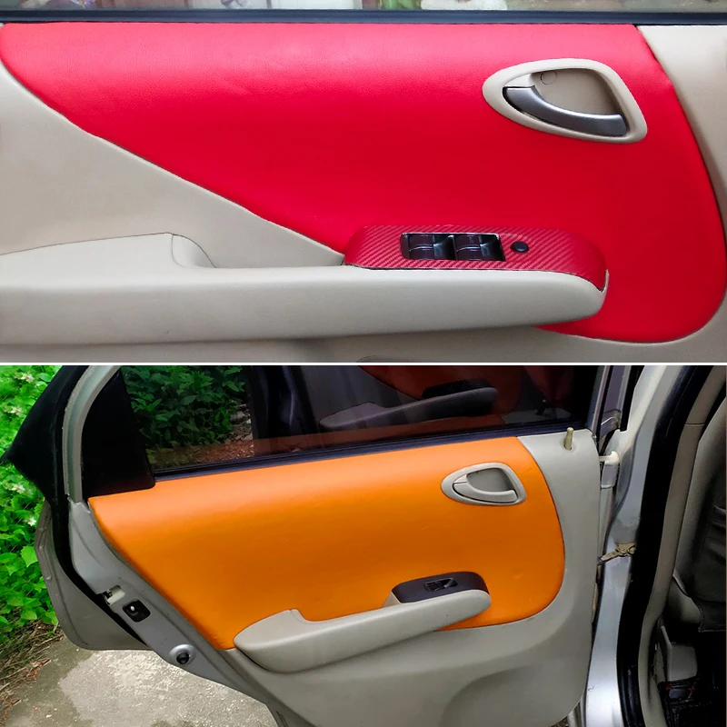 Soft Leather Door Panel Cover For Honda Jazz/Fit Hatchback 2004 2005 2006 2007 Car-styling Door Armrest Panel Cover Sticker Trim