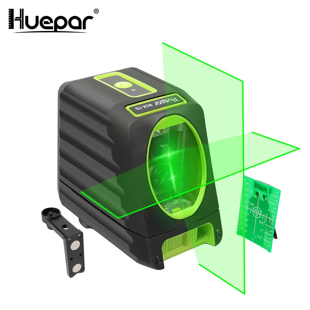 Huepar BOX-1G ao ar livre 150 graus 510nm nivel laser auto-nivelamento vertical horizontal laser feixe verde cruz linha laser nível