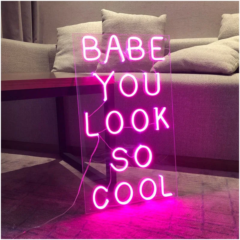 

OHANEONK babe you look so cool Custom Neon Light Sign for Room Decor Bedroom wall decor home decor Personalized gifts