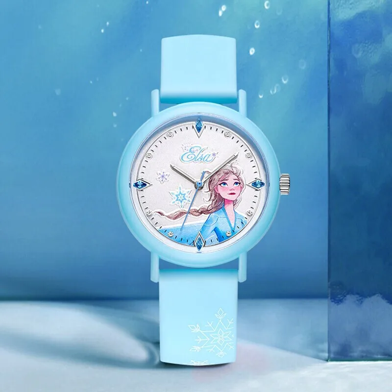 Disney Original Children Frozen Elsa Princess Cartoon Cute Lovely Quartz Wristwatch Girl Youth Student Kid Rhinstone Scale Party