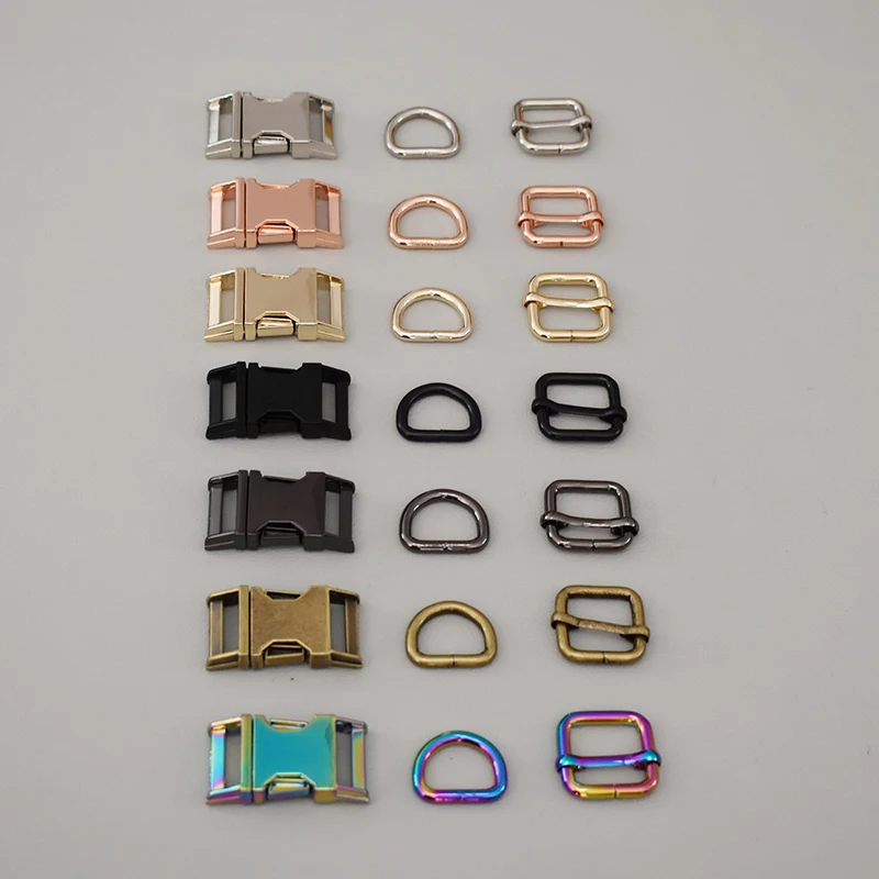 

20 sets 20mm metal buckle+adjust buckle+D ring/set 3-piece webbing metal slider DIY pet collar strap bag belt accessory