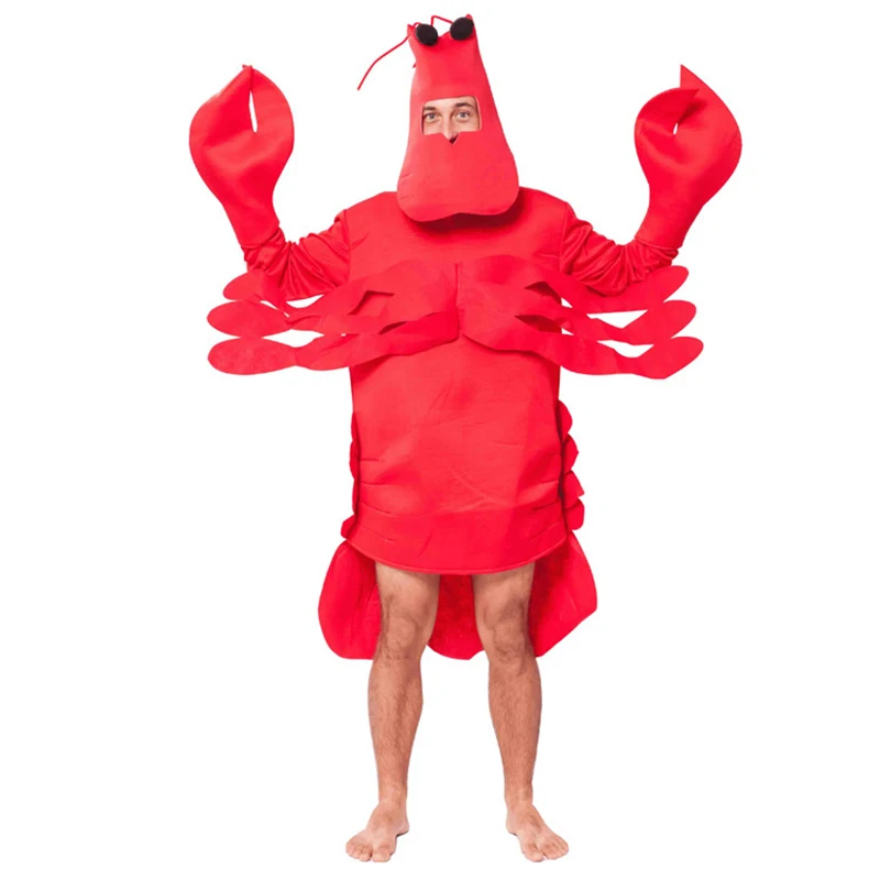 Shrimp Unisex Costume  Unisex Crab Costume Adult Lobster Man Cosplay Halloween Sea Food Costume 2022 New Arrival