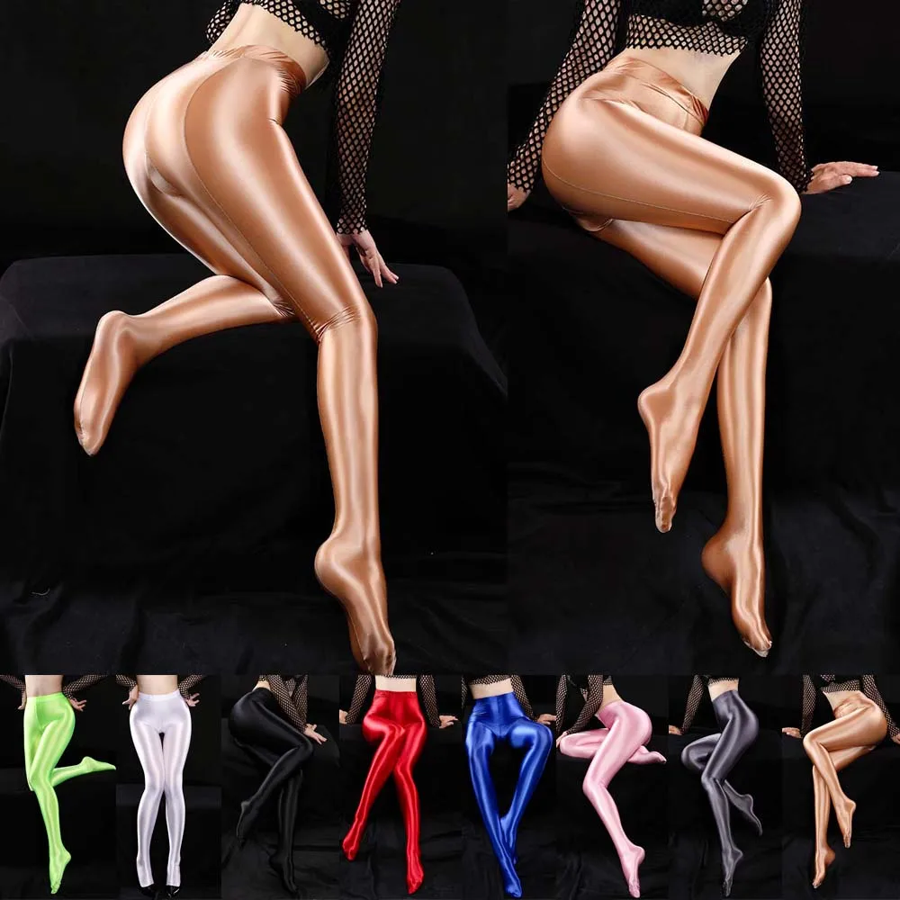 Women\'s SexyShiny Silky Pantyhose Satin Glossy Stockings Nylon Yoga StretchTights Dancewear Fitness Dance