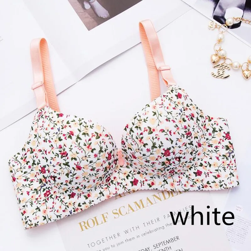 Women Flower Print Seamless Bra Sexy Lingerie Floral Push Up Bras One-Piece Underwear