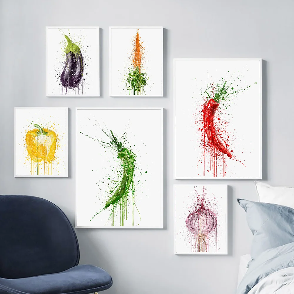 Kitchen Vegetable Color Style Poster Nordic Style Wall Art Canvas Pepper Onion Print Painting Modern Home Decor Picture