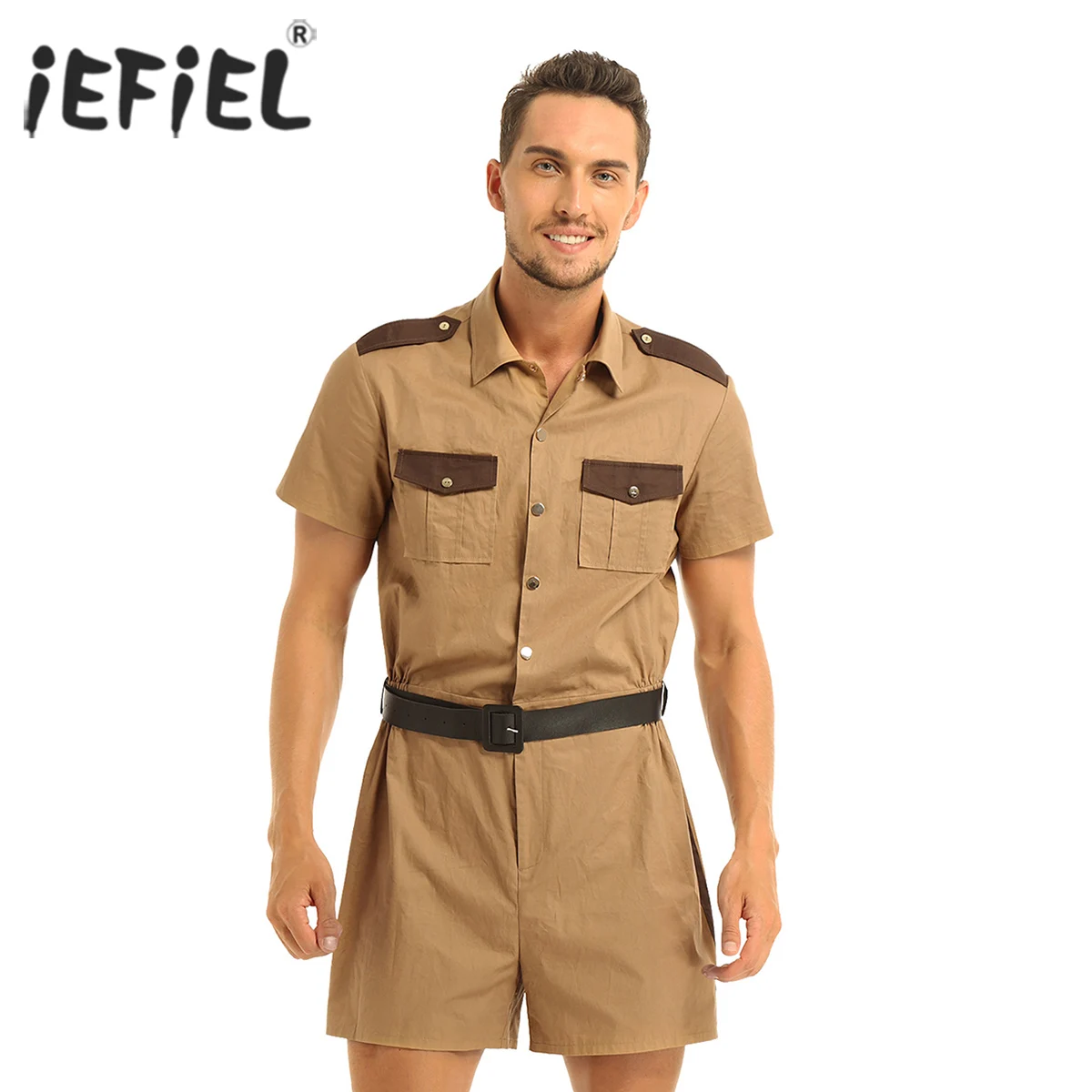 IEFiEL Gli Uomini Adulti Reno 911 Commedia Ufficiale Cosplay Costume di Halloween Turn-Imbottiture Collare Anteriore Pulsante Imbottiture Della Tuta