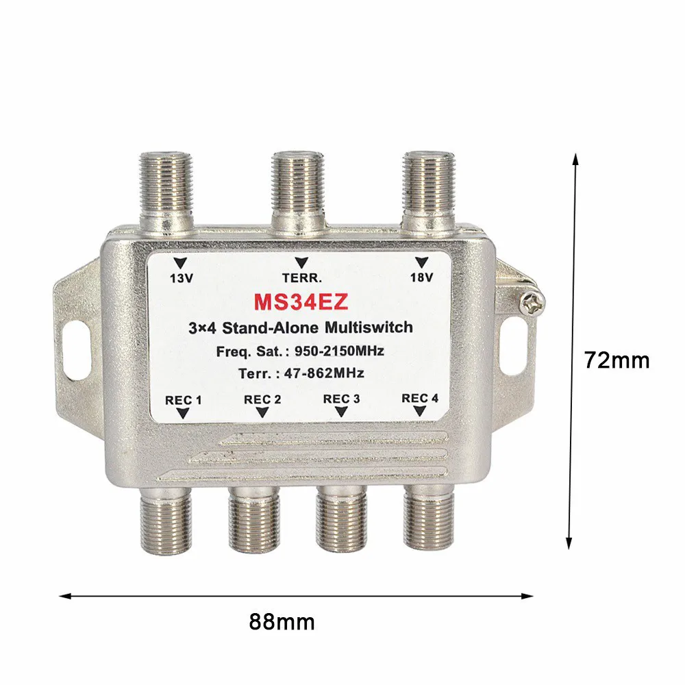3 In 4 Out 3X4 Satelliet Multischakelaar Splitter Fta Tv Lnb Switch Cascade Satelliet