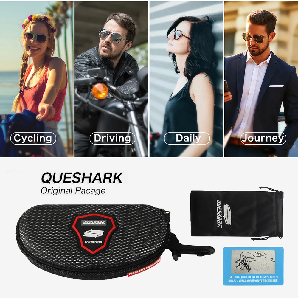 QUESHARK Men Women HD Polarized Sports Fishing Sunglasses UV400 Anti-Glare Hiking Eyewear TR90 Frame Sport Bike Cycling Glasses