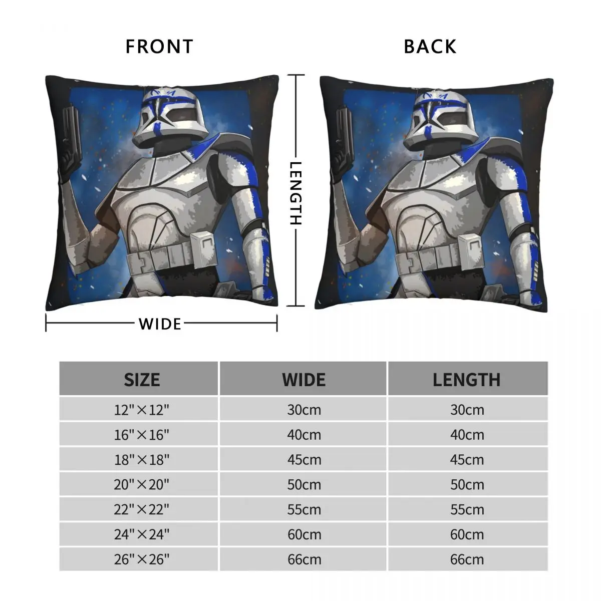 Captain Rex Square Pillowcase Polyester Linen Velvet Pattern Zip Decor Pillow Case Room Cushion Cover Wholesale