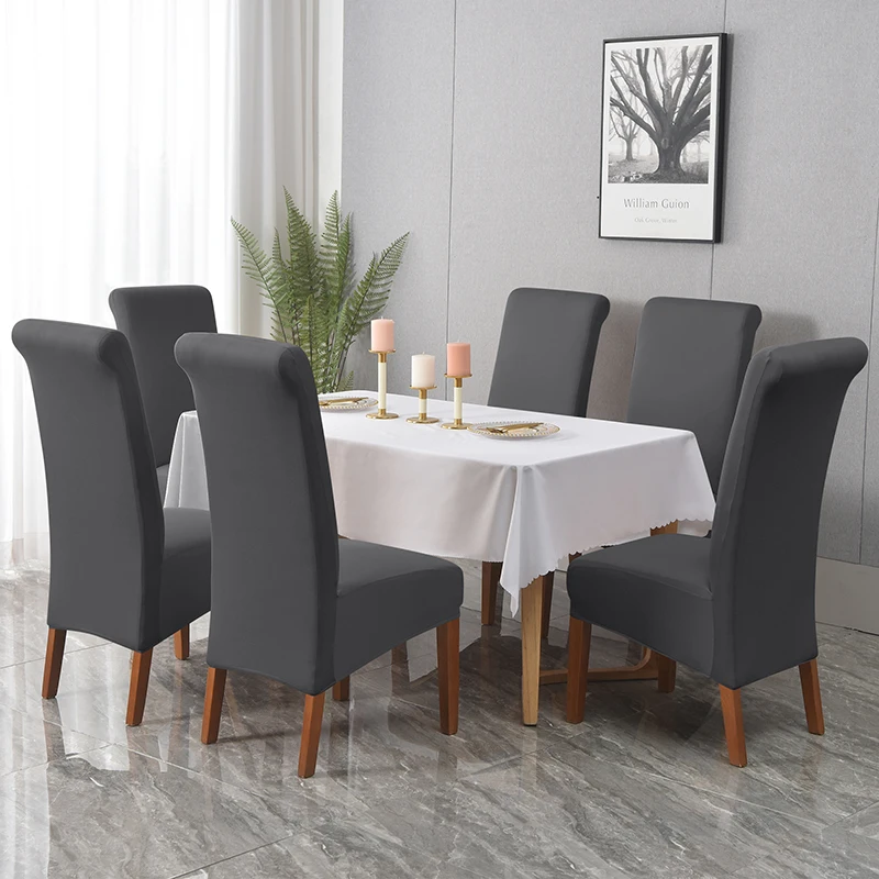 Odot Coprisedie con Schienale 6 Pezzi, Coprisedia Elasticizzati Copri Sedia da Cucina Rimovibili Impermeabile, Rimovibili Copri Sedia per Soggiorno, Cucina,Hotel (4 Pezzi,Grigio