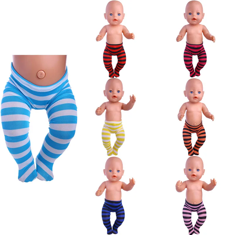 Pop Solid&Stripe Color Leggings For 18Inch American&43CM New Born Baby Doll Clothing Accessories Generation Pop Girl's Toy Gifts