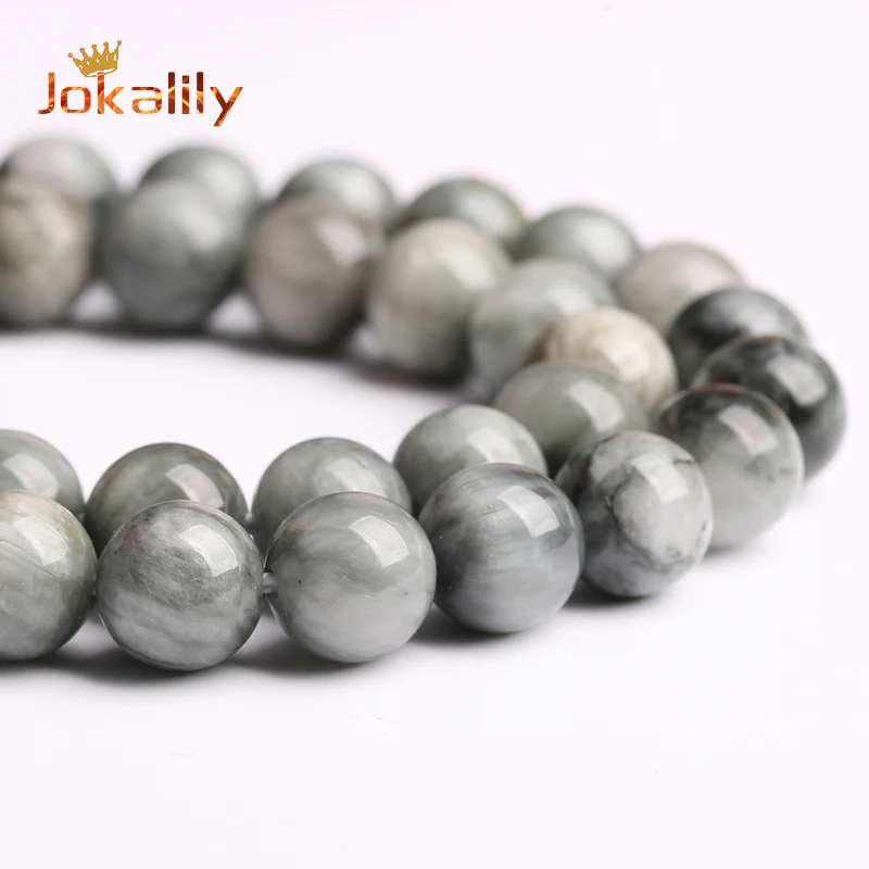 Natural Gray Hawk Eye Stone Eagle Eye Beads Round Loose Spacer Beads For Jewelry Making DIY Bracelet Accessories 6 8 10 12mm 15