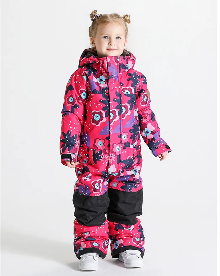 Girl Hotpink Waterproof Jumpsuit For Skiing Skating Kids Insulated Snow Jackets And Pants Whole Set Boys One-Piece Ski Suit