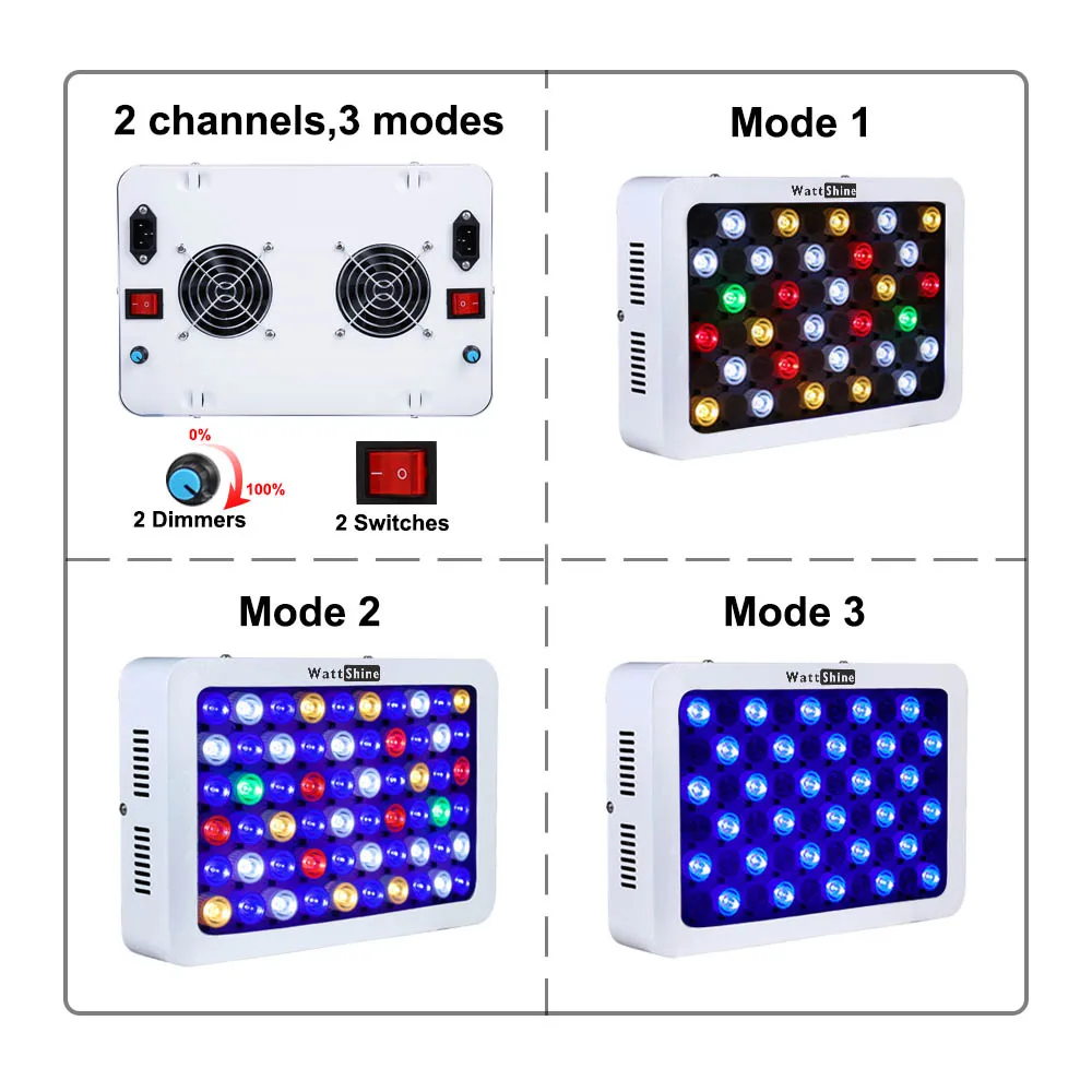 調整可能なLED水族館ライト,水槽ライト,淡水,海水,サンゴ照明装飾,180W, 140W