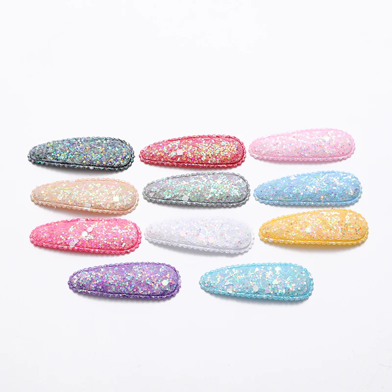 40pcs/lot 5.5cm glitter hair clip cover Appliques For BB hair Clip Accessories DIY Kid patches