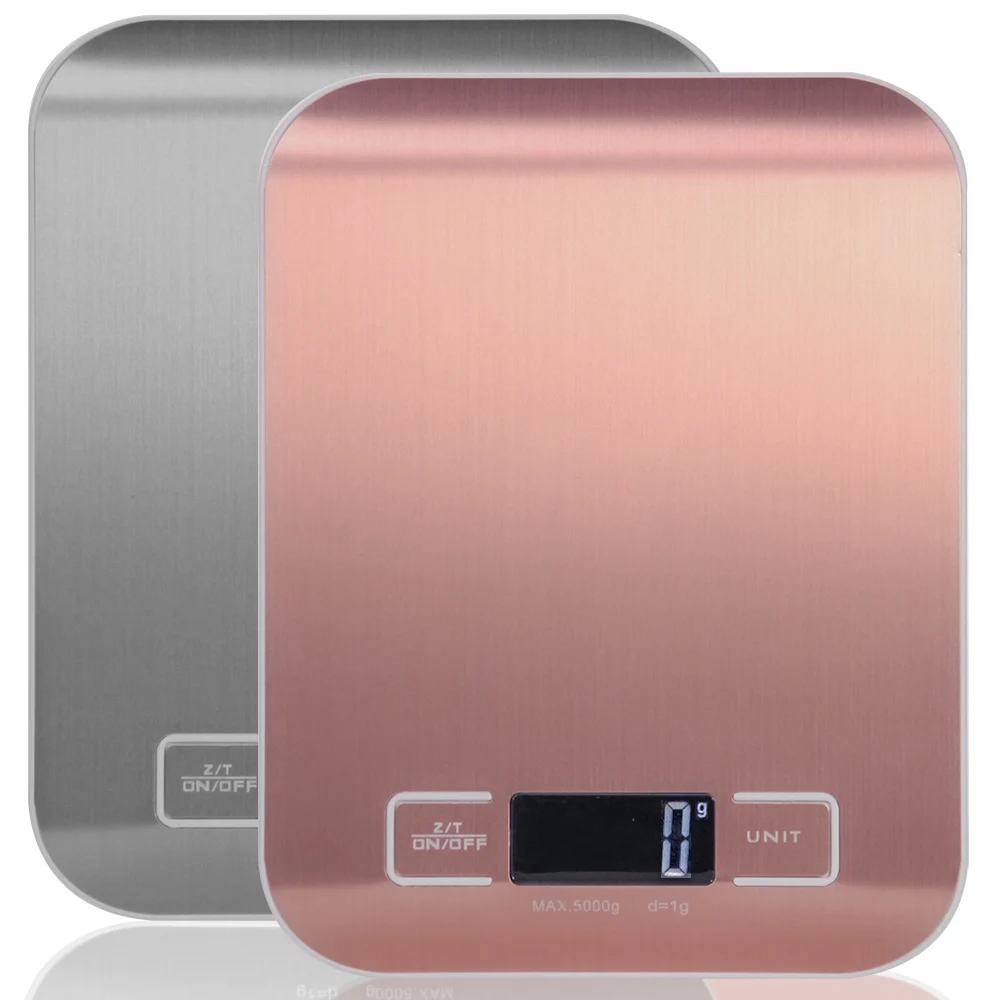 

Kitchen Scale Multifunction Digital Food Scale, 11 lb 5 kg, Stainless Steel Platform with LCD Display (Rose gold/Silver)