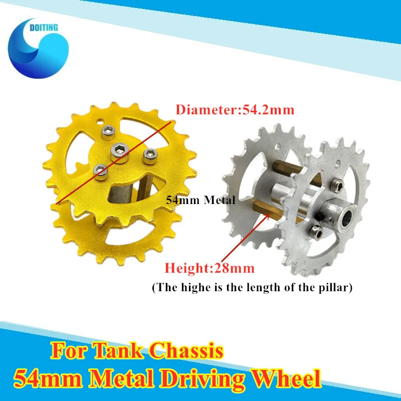 2pcs/pack  54mm Aluminum Alloy Metal Driving Wheel Driver Wheel for RC Tank Chassis