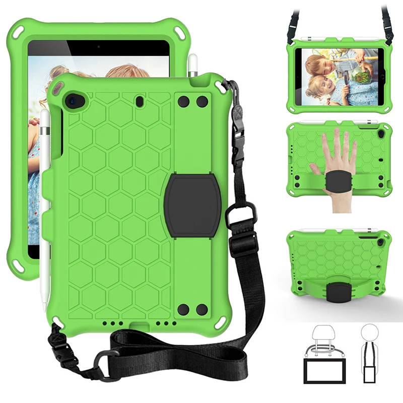 Capa de eva com alça de ombro para ipad, capa portátil à prova de choque com alça de ombro para mini 5/mini 4 2/3 polegadas + caneta para ipad mini 1/7.9