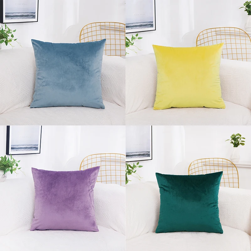 MACT Velvet Throw Pillow Cover Soft Solid Decorative Square Cushion Case for Sofa Bedroom Car Home 55x55/60x60cm Cozy Pillowcase