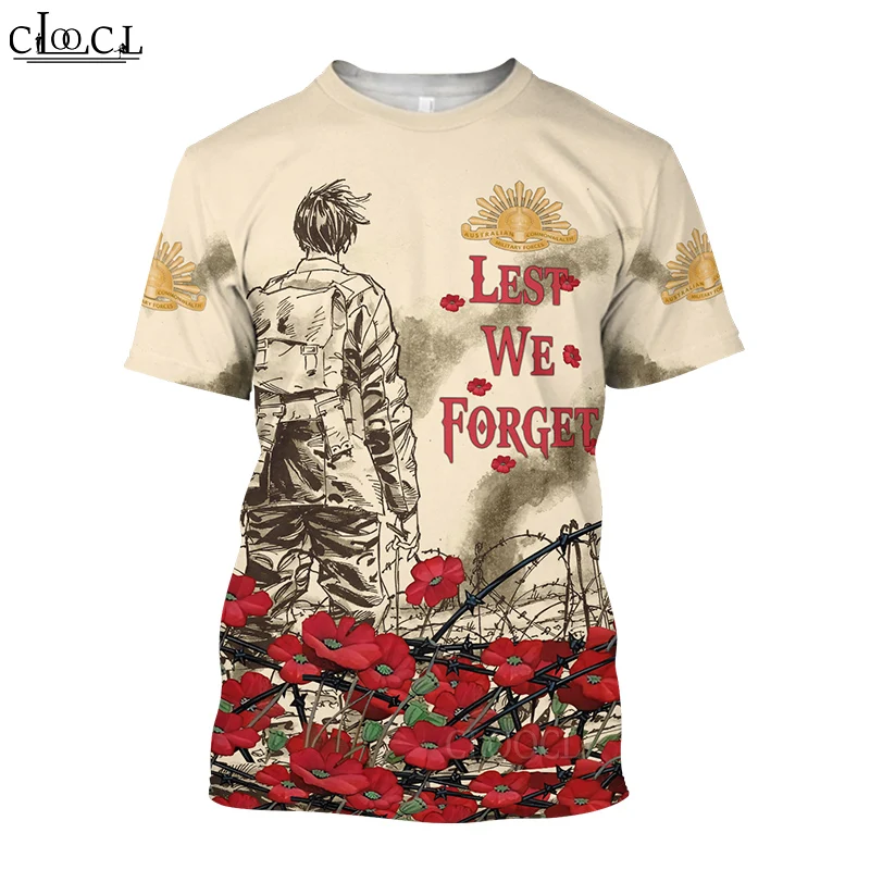 HX Newest Popular Anzac Day T Shirt 3D Print Fashion Harajuku Streetwear Pullover Tops Oversized Clothes Drop Shipping