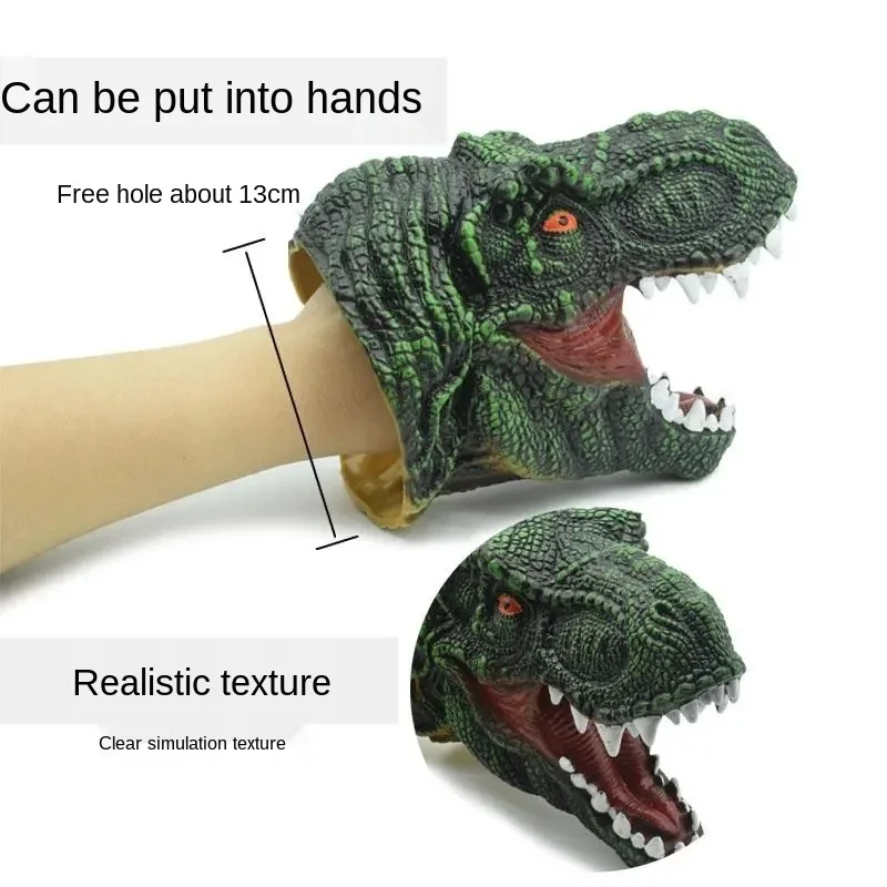 Soft Vinyl Rubber Animal Head Hand Puppet Figure Toys Gloves For Children Model Gift Dinosaur Hand Puppet Toys For Children