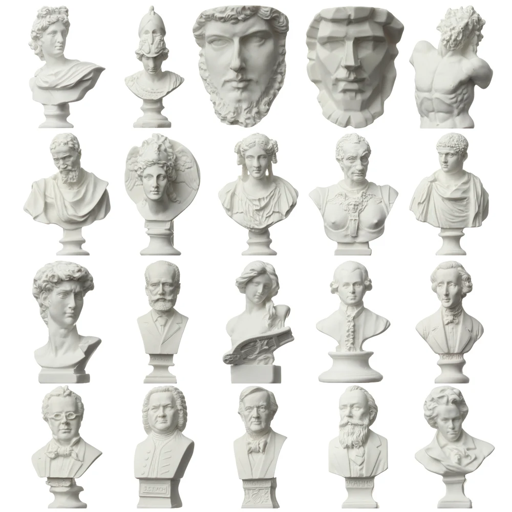 Mini Figurine Celebrities Drawing Practice Plaster Statue Famous Sculpture Gypsum Bust Portraits Painting room Decor