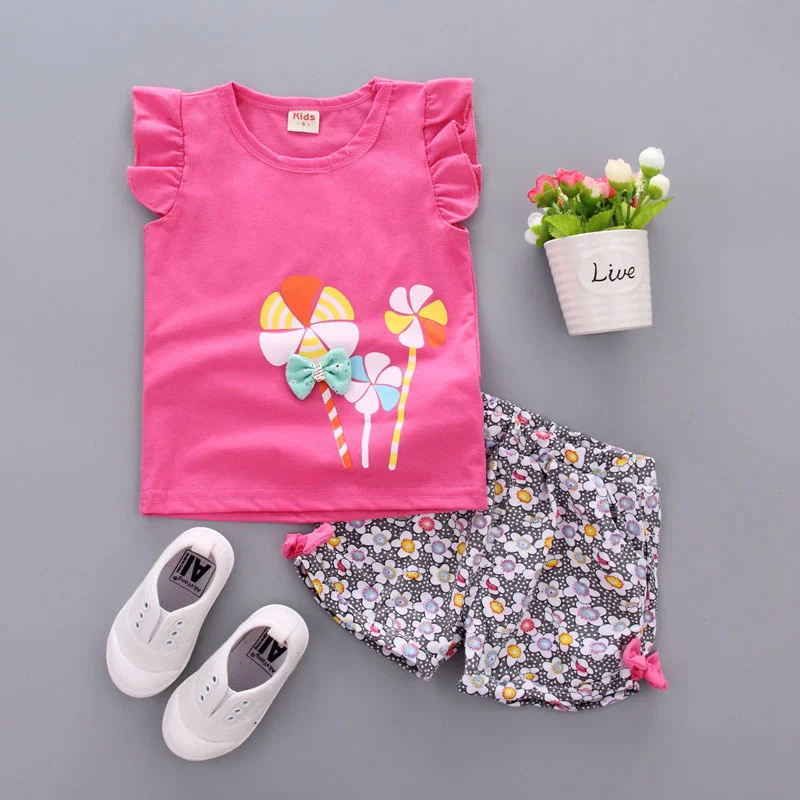 New Summer Fashion Baby Girls Clothes Children Cute Cotton Vest Shorts 2Pcs/Sets Toddler Casual Costume Infant Kids Tracksuits