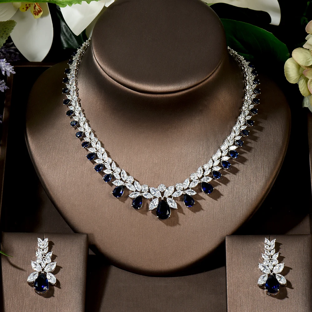 HIBRIDE Sparkling AAA Zircon Ensemble Wedding Jewelry Sets For Women Copper Fashion Bridesmaid Jewelry Set Bijoux Femme N-1451
