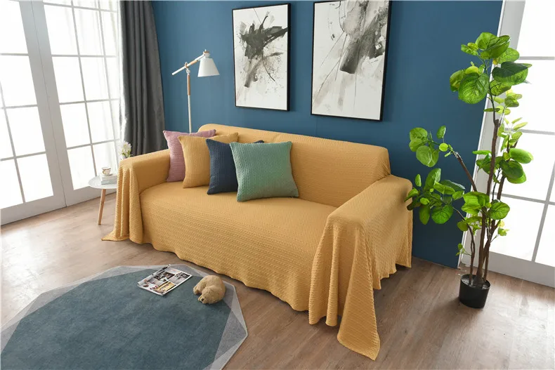 Solid Sofa Cover for Living Room Green Yellow Pink Blue Sofa Towel Luxury Blanket Couch Cover Sofas Covers Universal