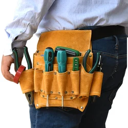 Cow Lether Tool Bag Cowhide Leather Electrical Toolkit Bag Multi-Function Home Decoration Tool Belt Bag Electric Wood Hardware