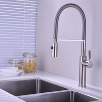 Kitchen sink Faucets Brass pull down spring Hot and Cold 360 Swivel spout Kitchen Tap Spray Head rotation Crane Brush gold