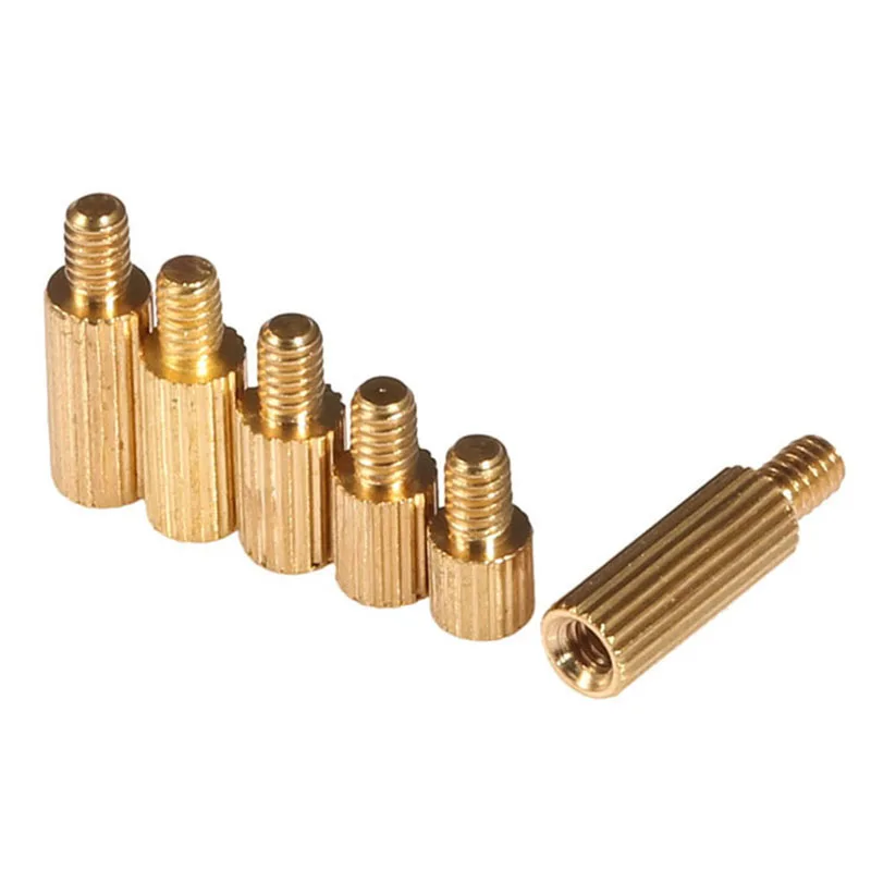 M2 Brass Round Knurl Male Female Standoff Stud Board Threaded Pillar PCB Motherboard Spacer Hollow Bolt Screw Nut M2 * L + 3mm