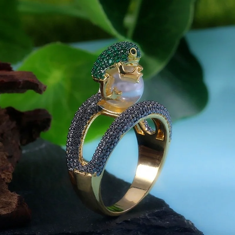CAOSHI Trendy Style Frog Shape Ring for Women Punk Animal Design Jewelry Accessories Cute Birthday Gift Wholesale Lots&Bulk