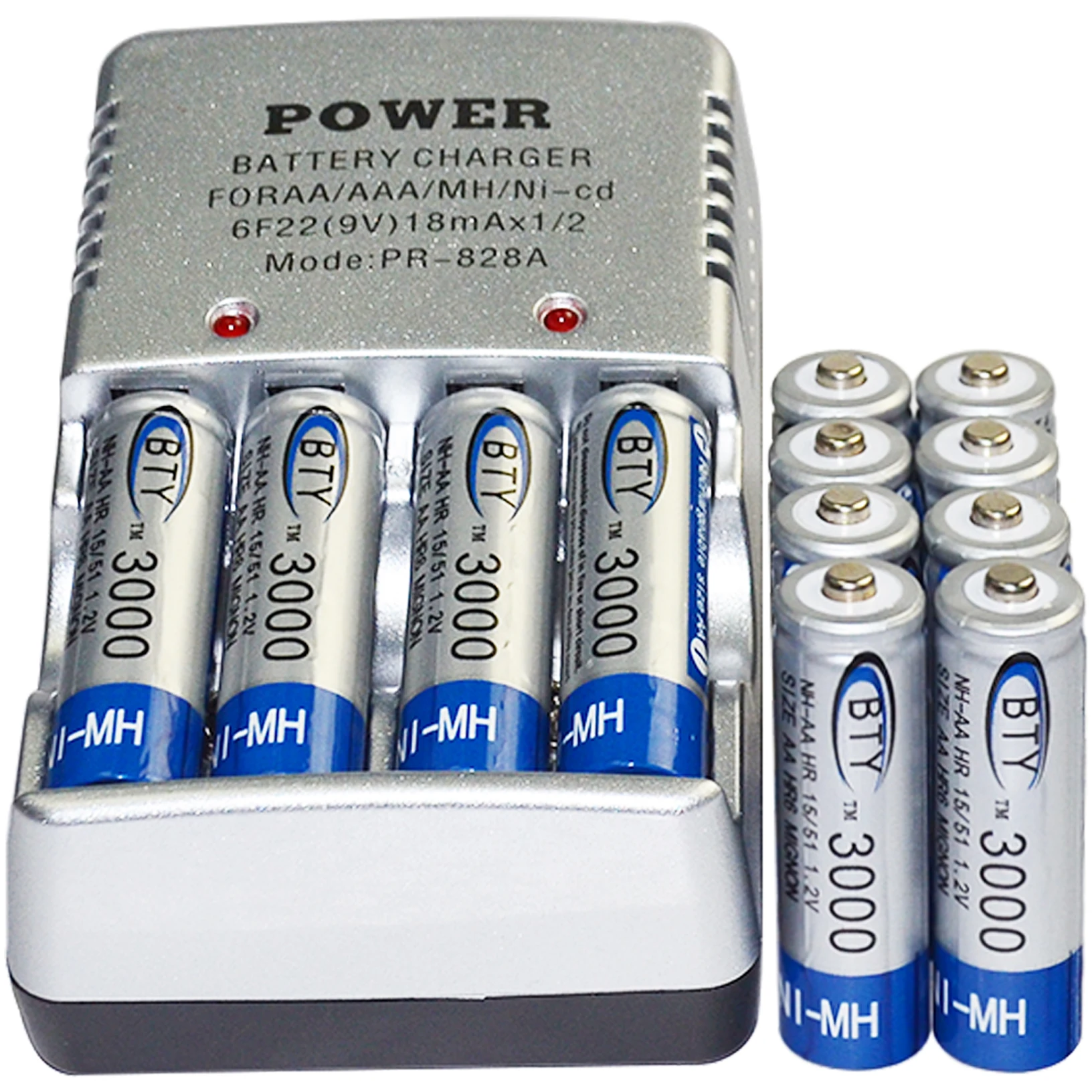 12x AA 2A 3000mAh 1.2 V Ni-MH BTY Rechargeable Battery Cell+ AA Battery Charger